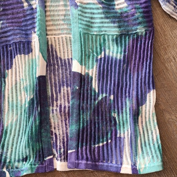 Chico's Watercolor Open Front Cardigan Teal Blue White Size Small/ Chico's 0 - Picture 2 of 8